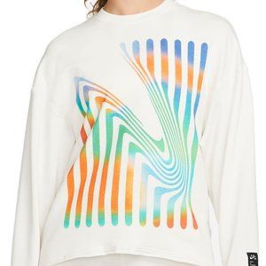 NWT Nike Yoga Therma-Fit Luxe A.I.R Crew Neck Graphic Sweatshirt Cream, Size XL